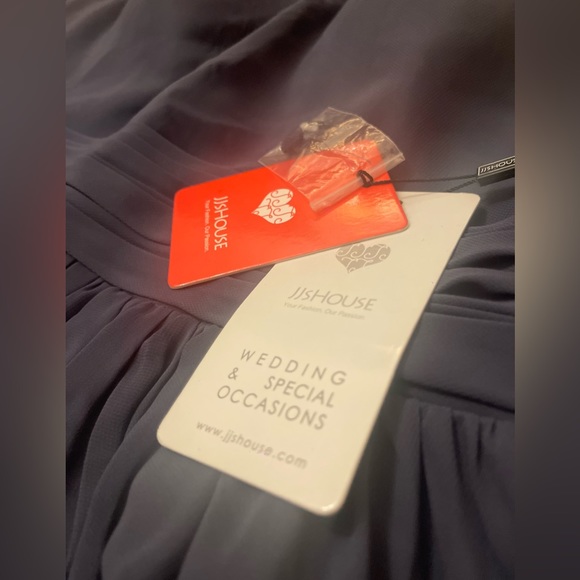 NWT - A-line Scoop Chiffon Cocktail Dress With Ruffle - Picture 15 of 16